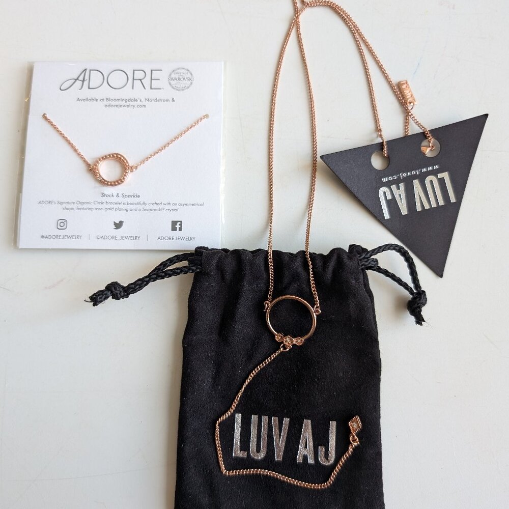 Bracelet & Long Necklace, Rose Gold